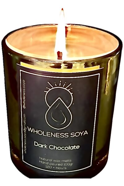 Handcrafted dark chocolate vanilla candle with rich gourmand scent