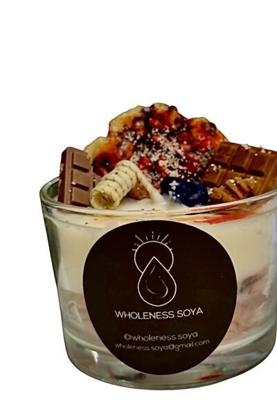 Handcrafted tsoureki scented Easter candle with dessert inspired decoration