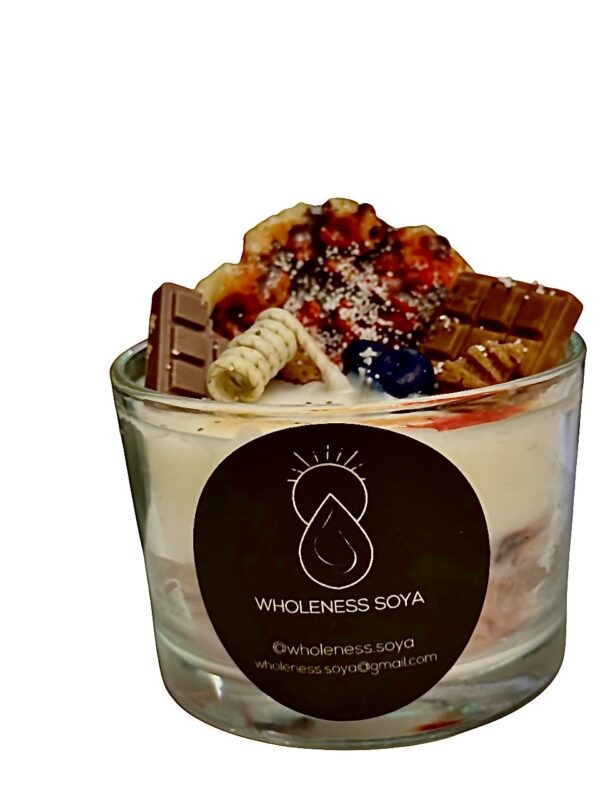 Handcrafted tsoureki scented Easter candle with dessert inspired decoration